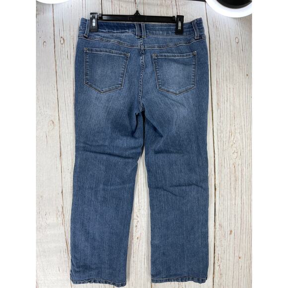 Christopher Banks Straight Jeans Women Size 8 Petite Dark Blue Mid Rise Denim - Picture 3 of 6